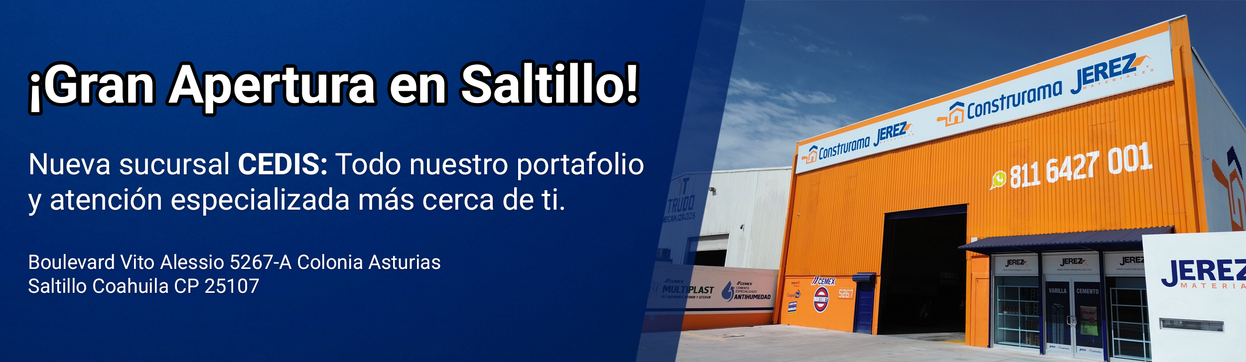 Nueva sucursal Materiales para construccion Salitillo